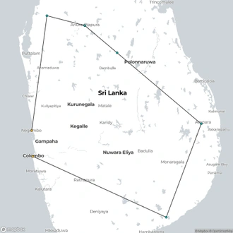 tourhub | Aitken Spence Travels | Connected to the Wild, Private Tour  | Tour Map