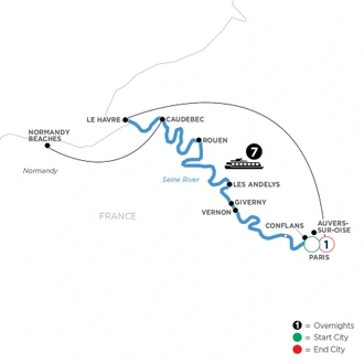 tourhub | Avalon Waterways | Active & Discovery on the Seine (Northbound) (Tapestry II) | Tour Map