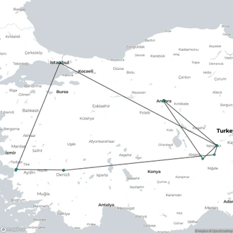 tourhub | Today Voyages | From Cappadocia to Ephesus | Tour Map