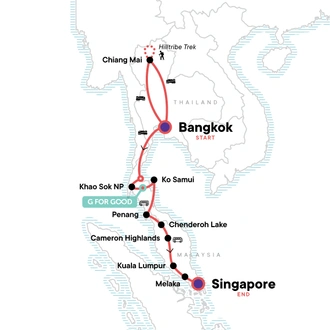 tourhub | G Adventures | Southeast Asia: Hilltribes & Street Food | Tour Map