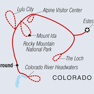 tourhub | Intrepid Travel | Hiking and Camping in Rocky Mountain National Park		 | Tour Map