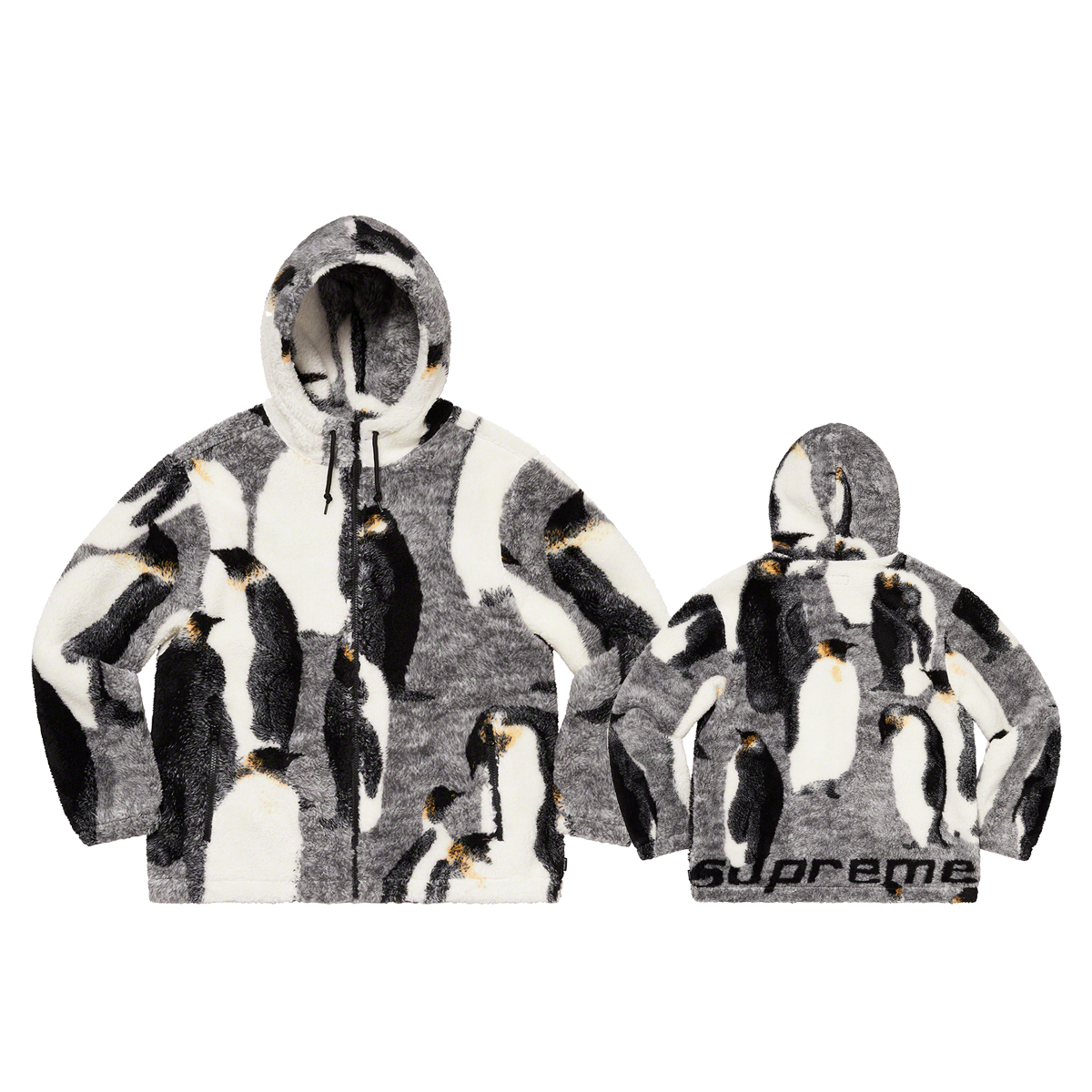 Supreme Penguins Hooded Fleece Jacket Black (FW20) | FW20 - KLEKT