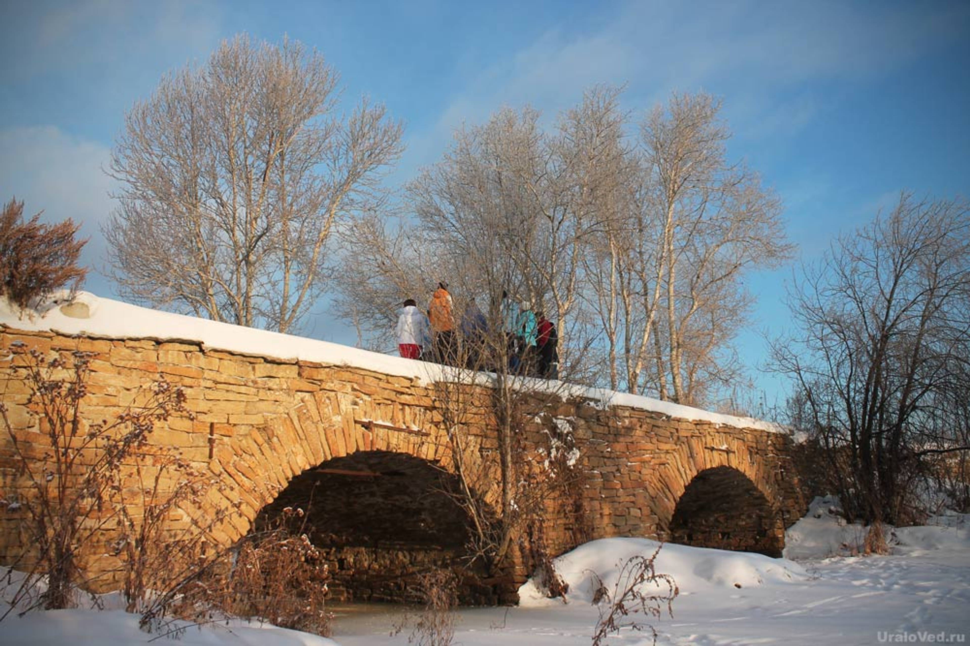 An ancient bridge in South Konevo across the Sinara River