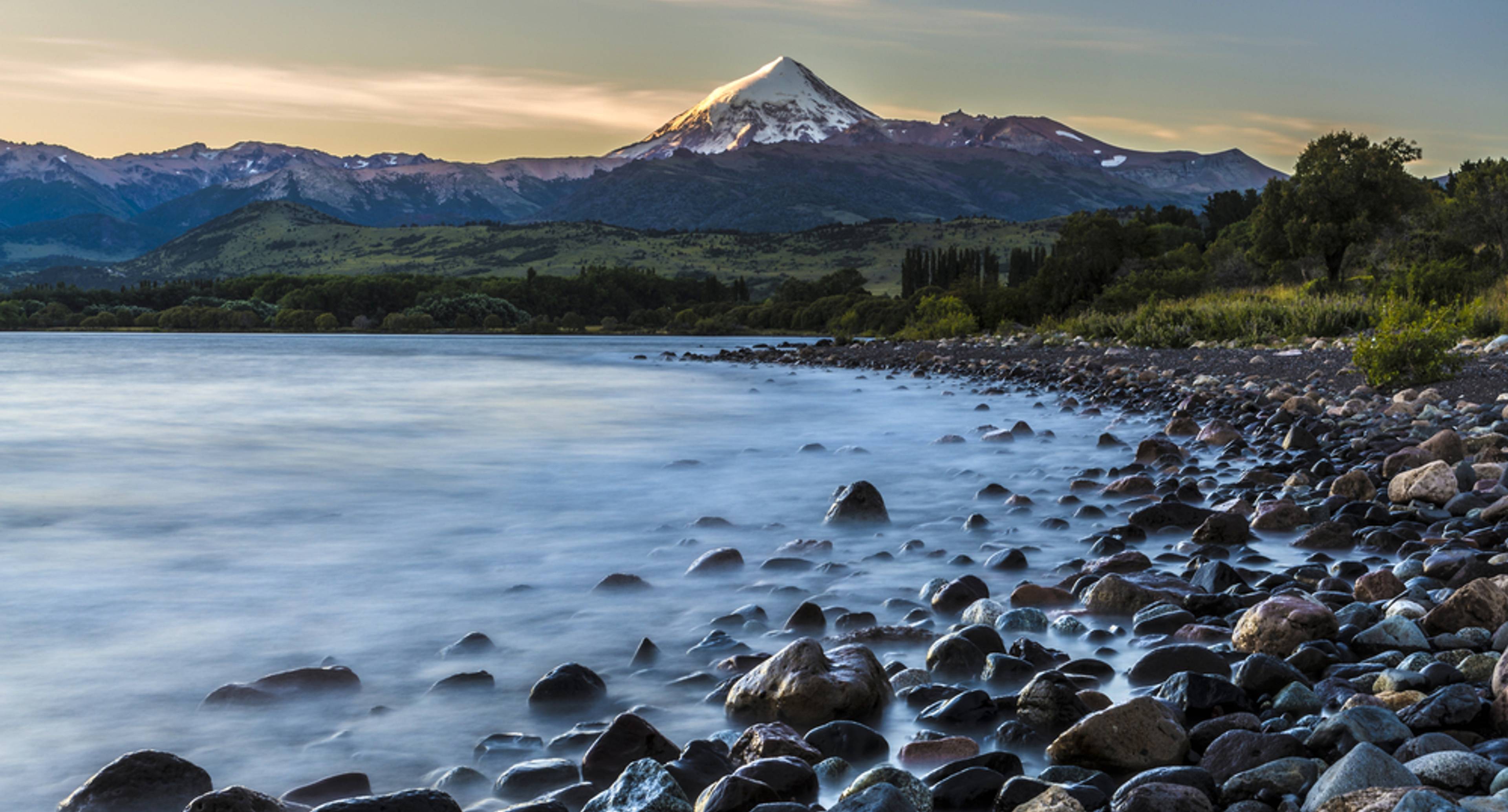 The Imposing Lanin Volcano and the Huechulafquen Lake