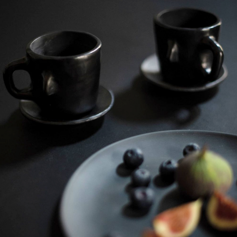 Black Clay, Espresso Cup with Saucer