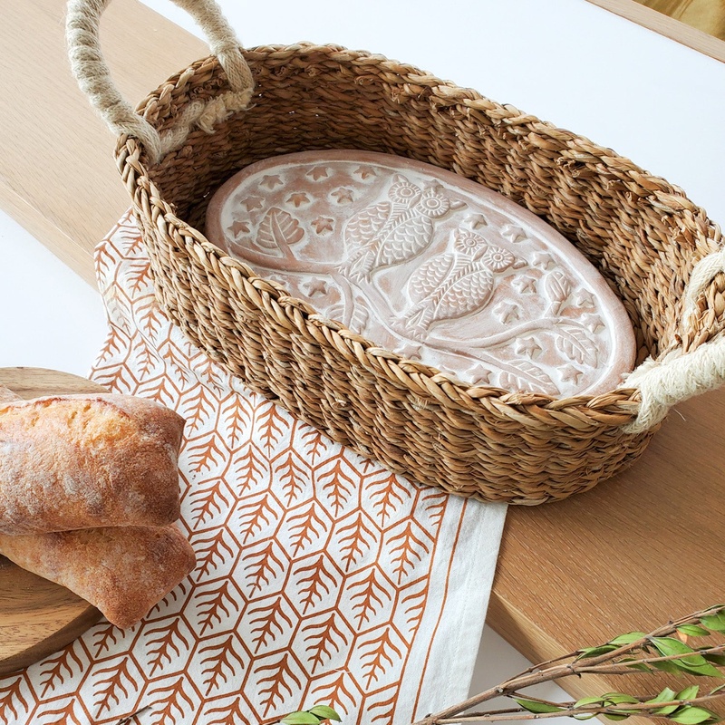 Handmade Bread Warmer & Wicker Basket - Owl Oval - PoweredByPeople