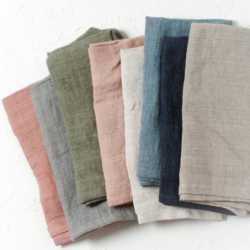 Stone Washed Linen Hemmed Dinner Napkins