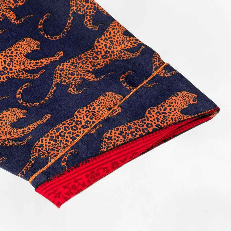 Women's Navy Leopard Washable Silk Pajamas – Abroad Modern