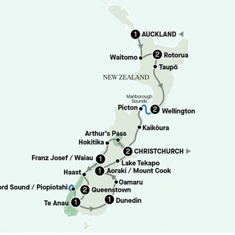tourhub | APT | New Zealand Highlighter | Tour Map