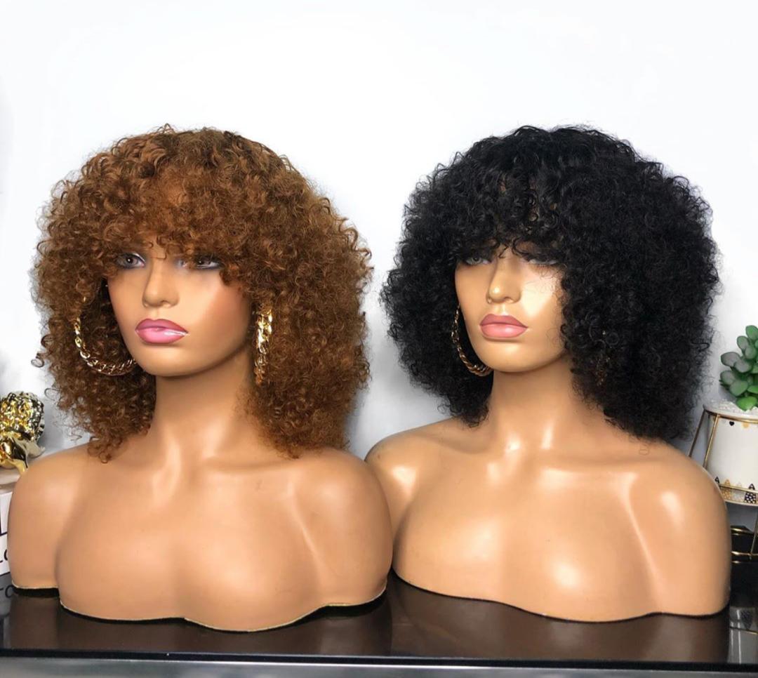 Human Hair Blend Curly Wig - KAJ Empire