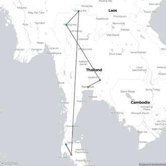 tourhub | Bravo Indochina Tours | Thailand Nature Odyssey 12 Days | Tour Map