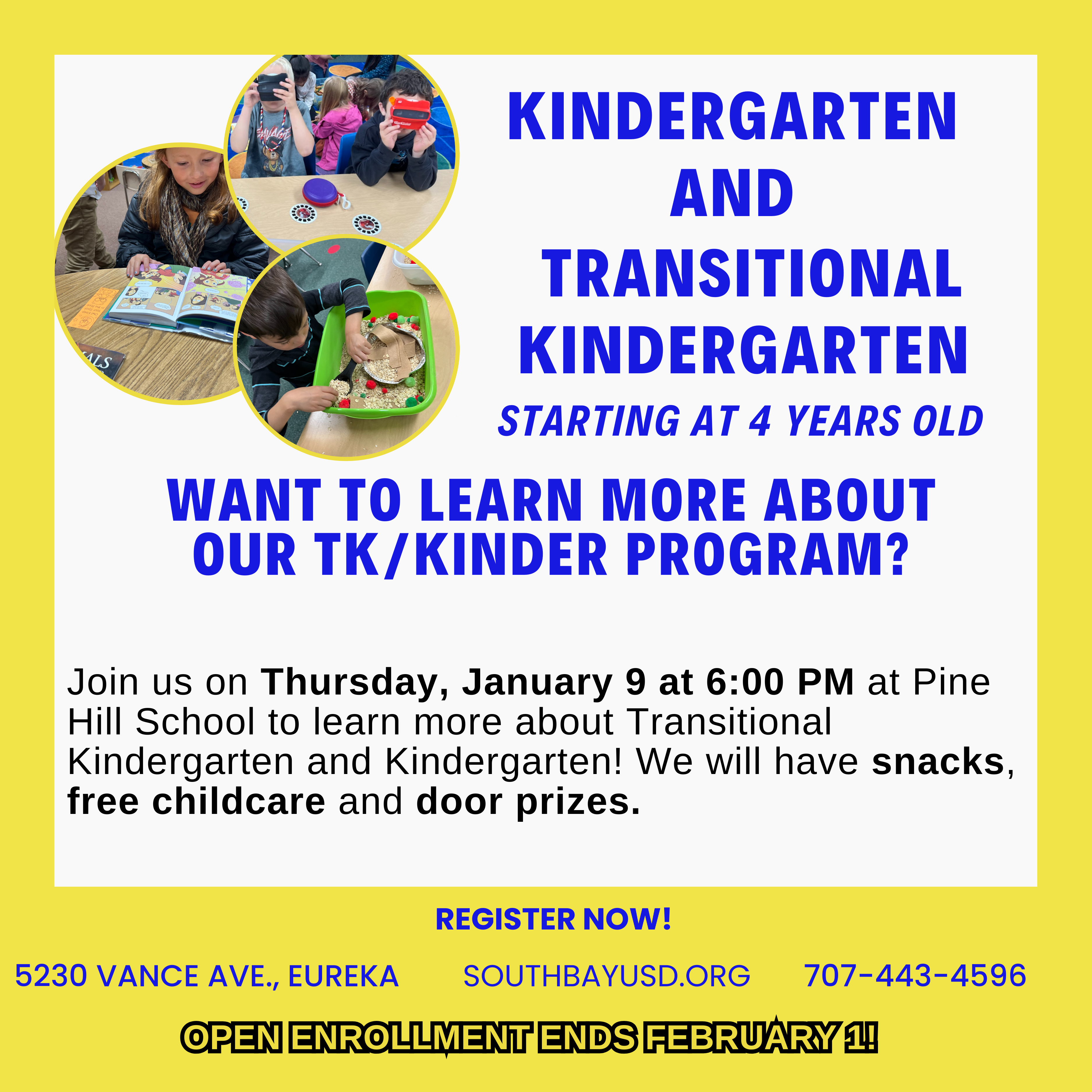 TK Information Night Thursday, January 9 at 6pm at Pine Hill School.