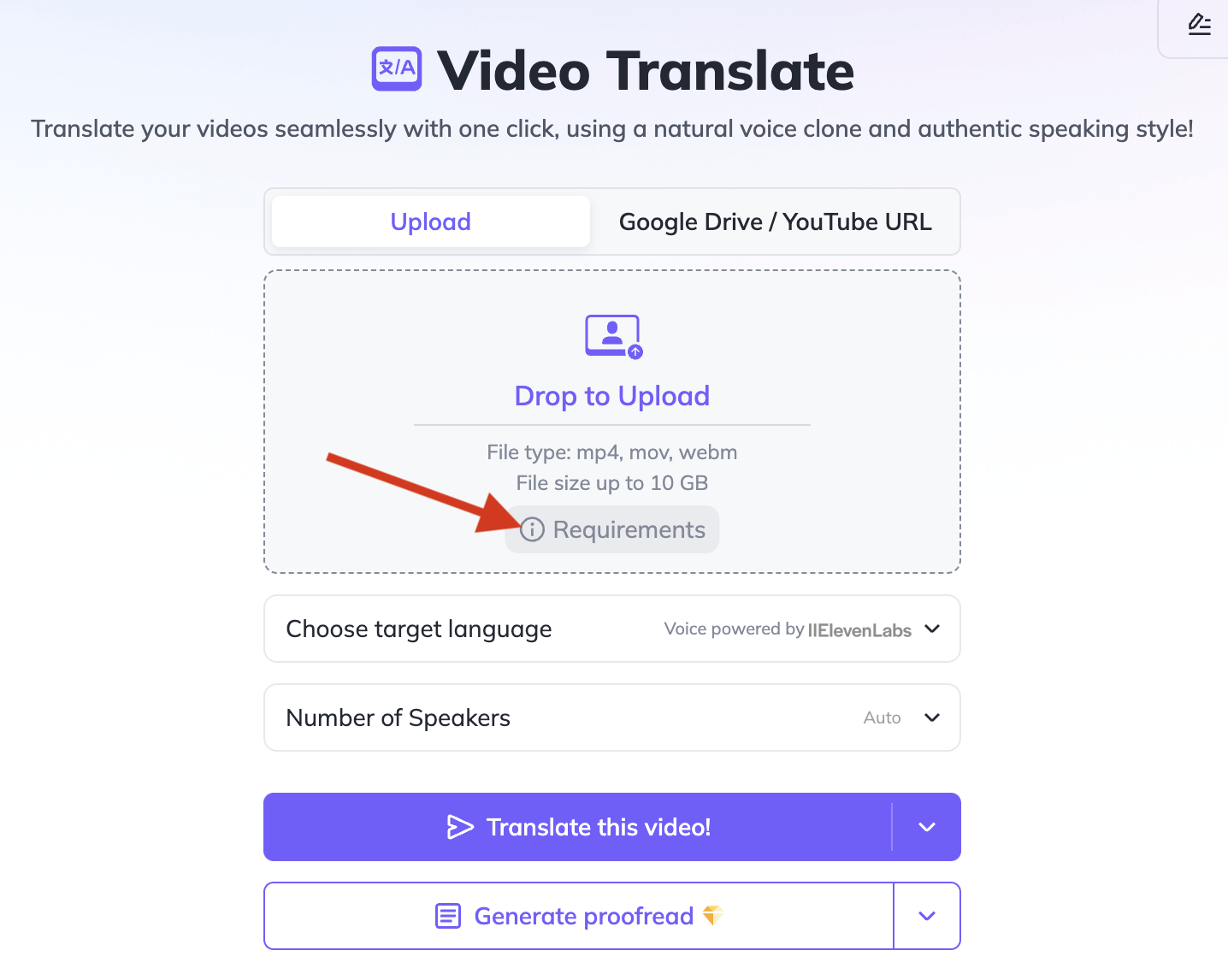 Video Translate File Requirements