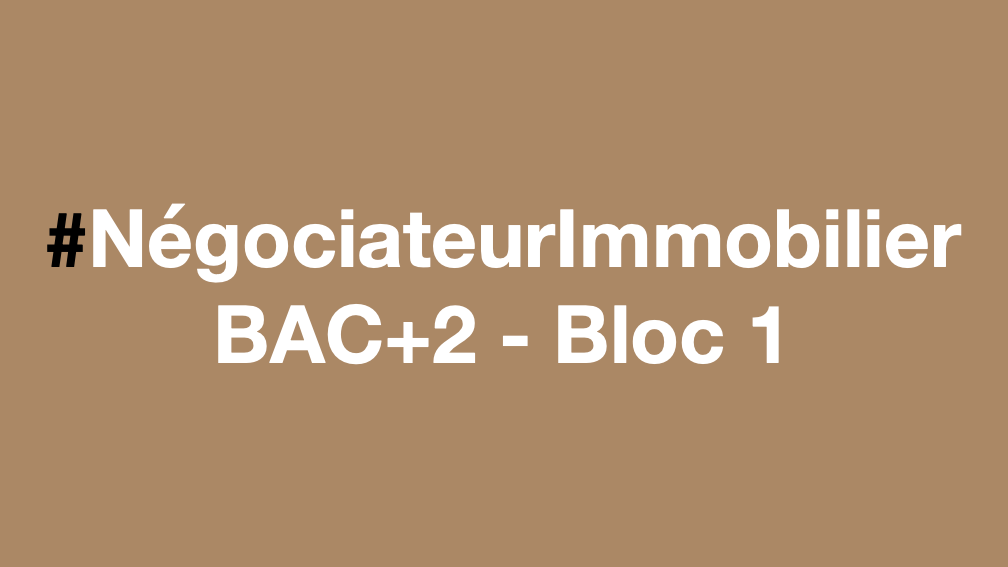 Représentation de la formation : Négociateur Immobilier - Titre RNCP Niveau V (BAC +2) - BLOC 1