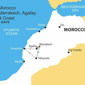 tourhub | Nomadic Tours | Marrakech, Agafay & Coast - 5 Days | Tour Map
