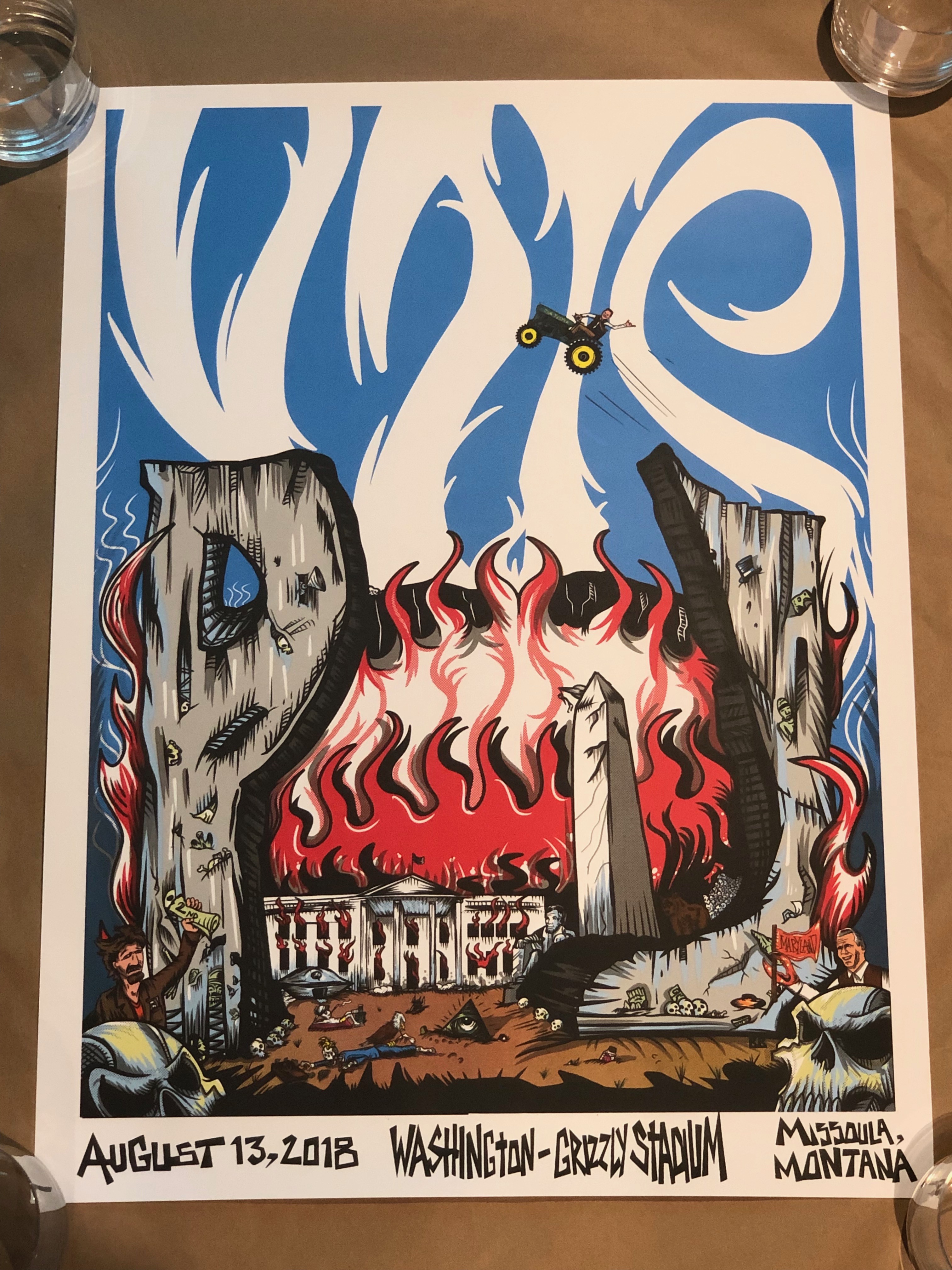 Pearl Jam - 2018 Bobby Brown Draws Skullz Missoula poster Jeff Ament AP S/N  Vote