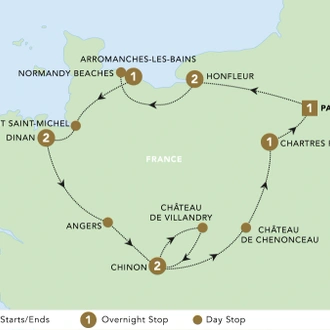 tourhub | Back-Roads Touring | La Belle France 2024 | Tour Map