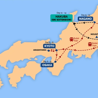 tourhub | One Life Adventures | JAPAN WINTER – 11 DAYS | Tour Map