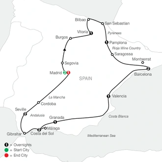tourhub | Globus | Spanish Fiesta | Tour Map