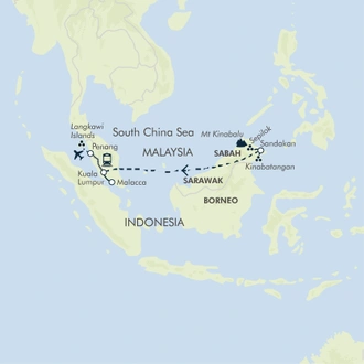 tourhub | Exodus | Borneo & the Malaysian Peninsula | Tour Map