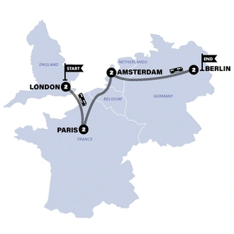 tourhub | Contiki | London to Berlin by Train | Summer | 2024 | Tour Map