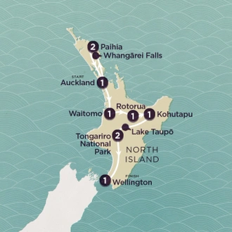 tourhub | Topdeck | Delve Deep: New Zealand North Island 2024-25 | Tour Map