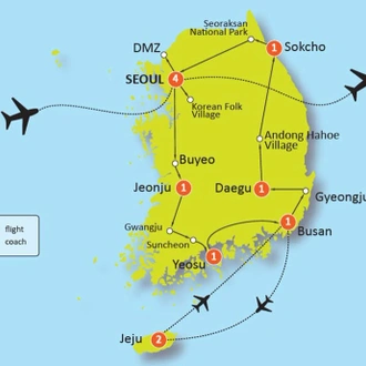 tourhub | Tweet World Travel | South Korea DISCOVERY TOUR | Tour Map