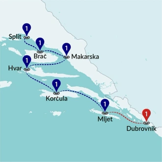tourhub | Travel Talk Tours | Sail Dubrovnik to Split-Above Deck | Tour Map