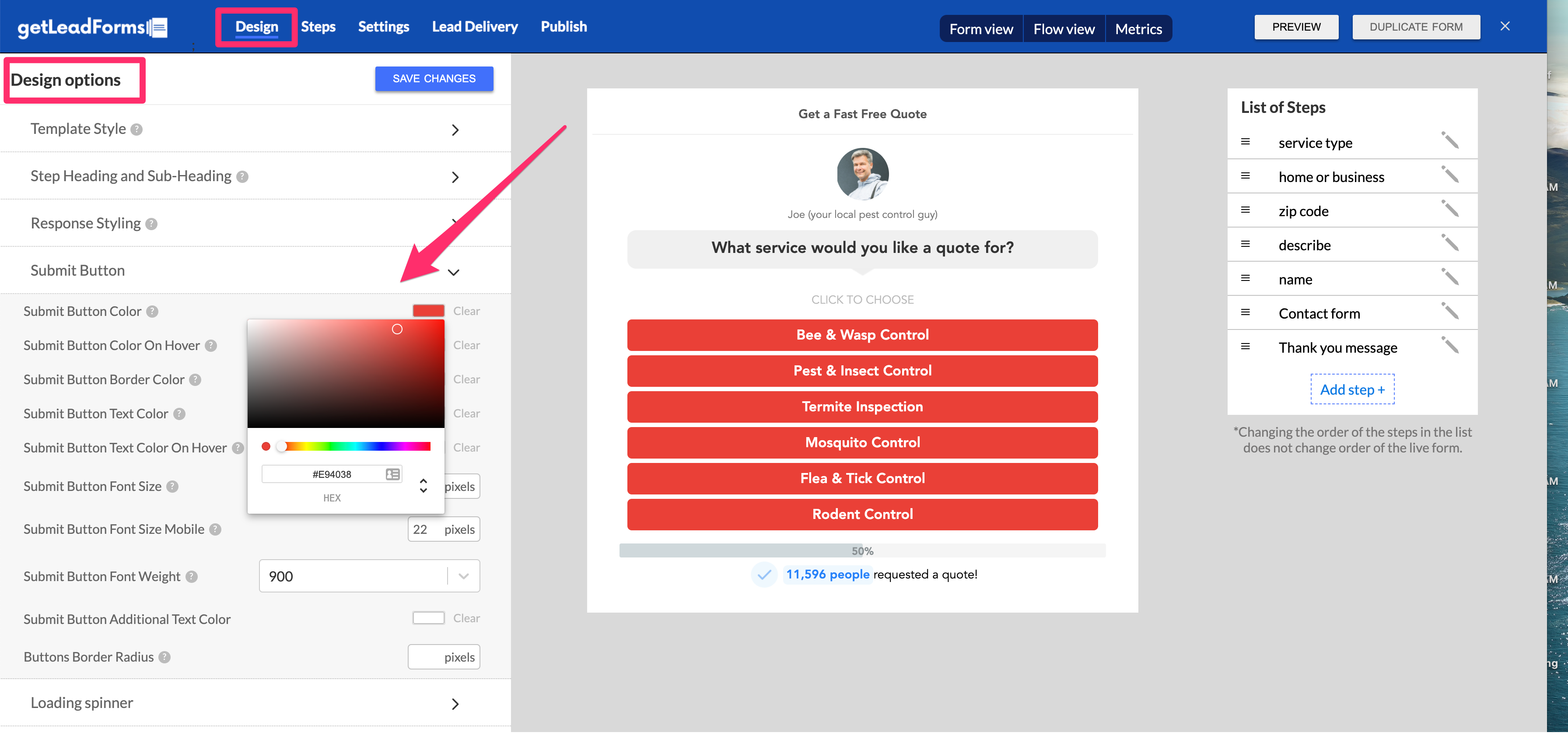 lead form design