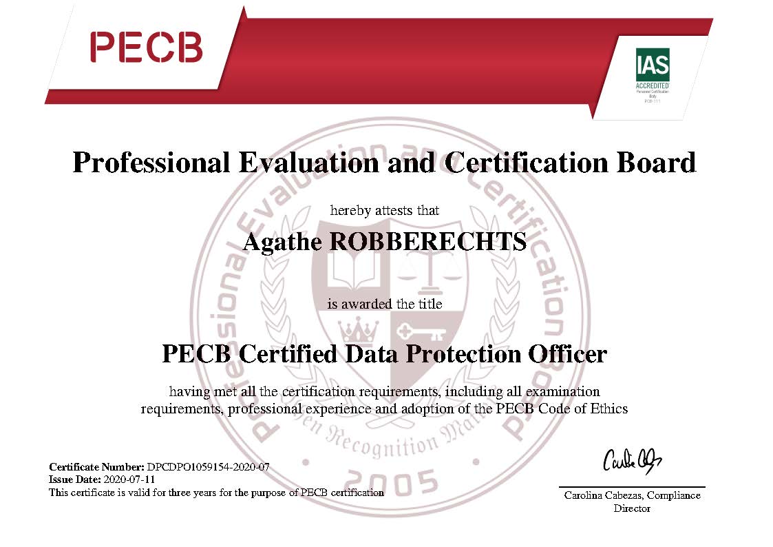 Certifié DPO par PECB