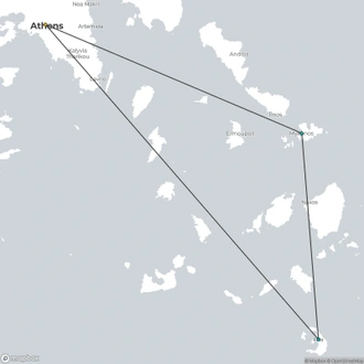 tourhub | ESKAPAS | Cycladic Explorer: Athens – Mykonos – Santorini | 10 Days | Tour Map