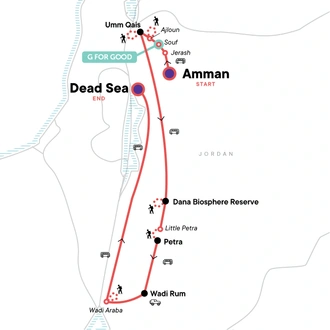 tourhub | G Adventures | Jordan Active Adventure | Tour Map