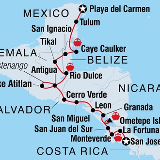 tourhub | Intrepid Travel | Epic Mexico to Costa Rica | Tour Map