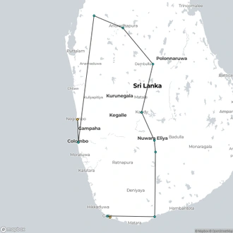 tourhub | All Points East | Sri Lanka World Heritage Tour | Tour Map