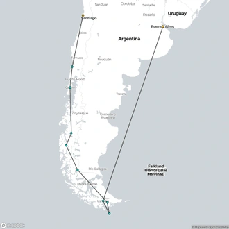 tourhub | HX Hurtigruten Expeditions | Chilean Fjords – Discovering the Heart of Patagonia | Northbound | Tour Map