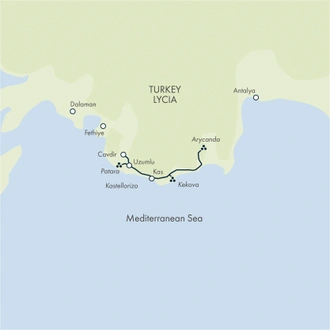 tourhub | Exodus Adventure Travels | Walks of Turkey's Turquoise Coast | Tour Map