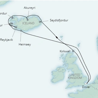 tourhub | Saga Ocean Cruise | Icelandic Discovery | Tour Map