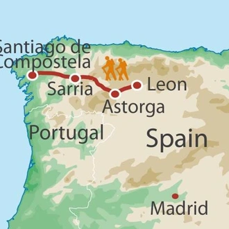 tourhub | UTracks | Camino - Leon to Santiago in 15 Days | Tour Map