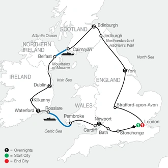 tourhub | Globus | Essential Britain & Ireland | Tour Map