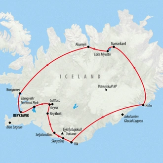 tourhub | On The Go Tours | Iceland Circle - 8 Days | Tour Map