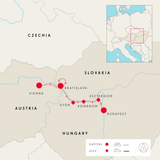 tourhub | SpiceRoads Cycling | Cycling Vienna to Budapest | Tour Map