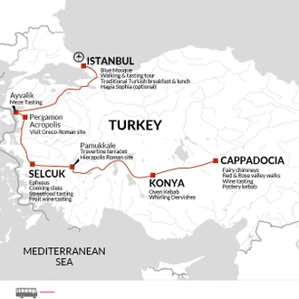 tourhub | Explore! | A Taste of Turkey - Istanbul to Cappadocia | Tour Map