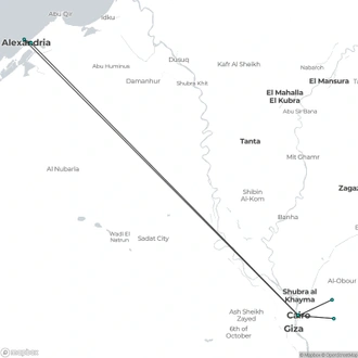 tourhub | Today Voyages | Explore Ancient Cairo & Alexandria | Tour Map