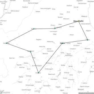 tourhub | Le Passage to India | Complete Rajasthan, 14 days tour | Tour Map