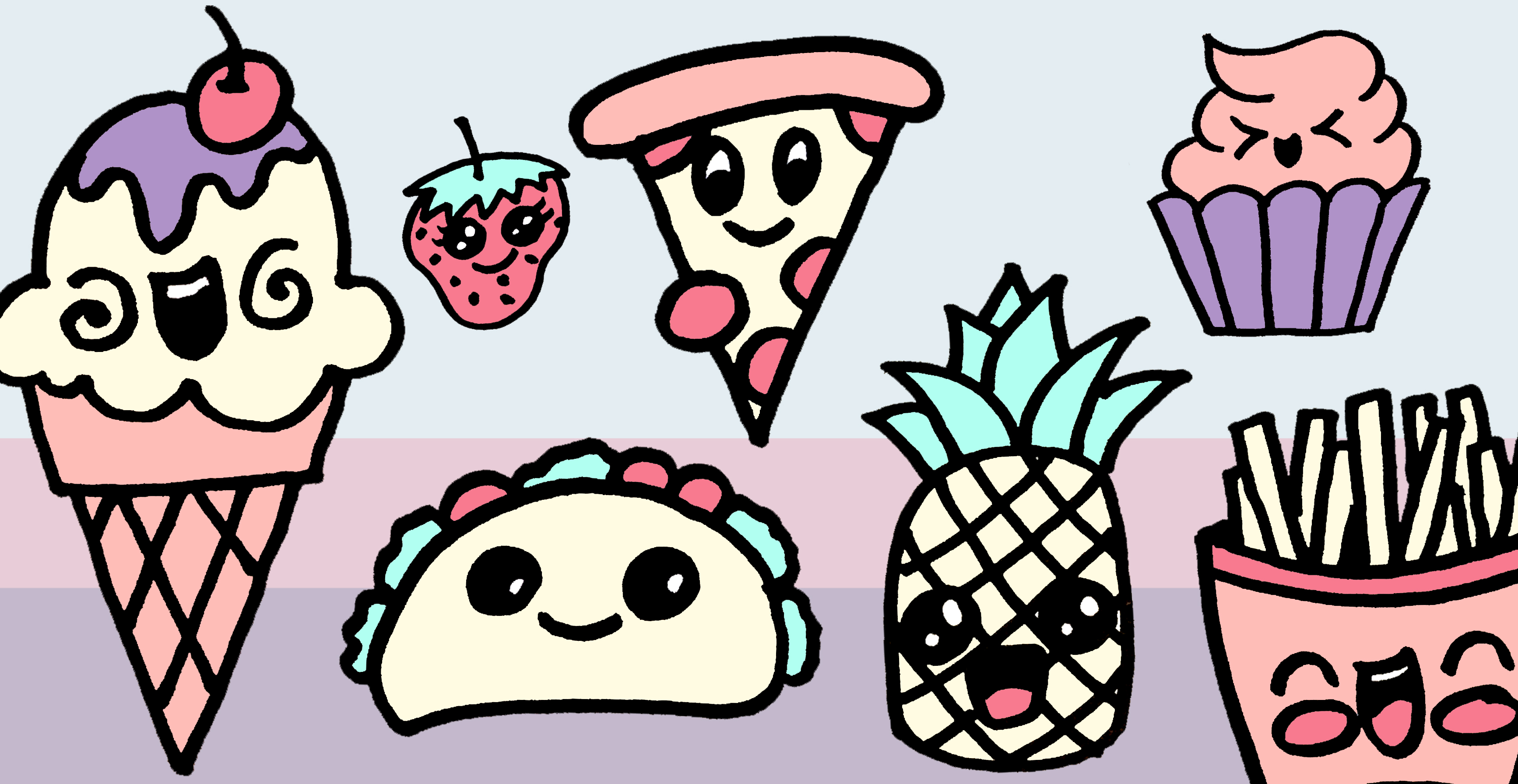 Draw & Color Cute Kawaii Food Characters Small Online Class for Ages