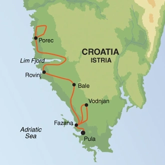 tourhub | Exodus | Coastal Croatia: Pula to Porec Self-Guided Cycling | Tour Map