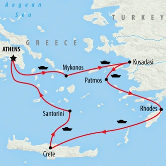 tourhub | On The Go Tours | Athens & Aegean Cruise - 7 days | Tour Map