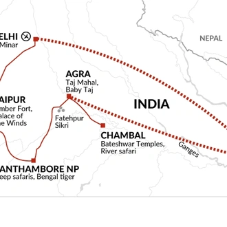 tourhub | Explore! | Highlights of Northern India | Tour Map