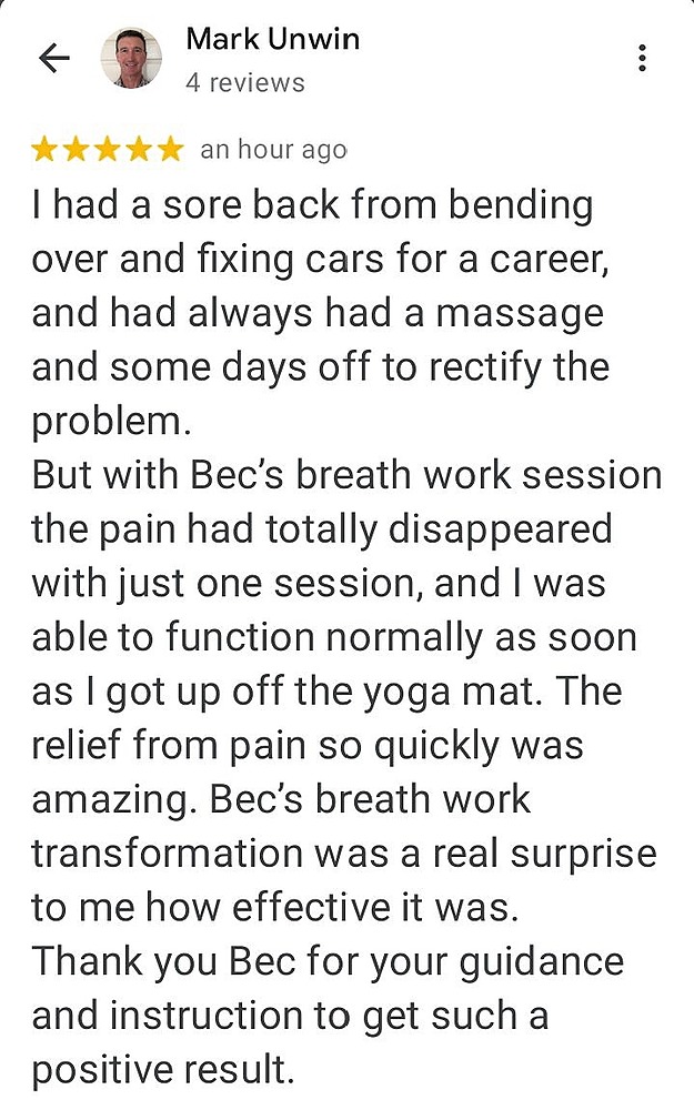 Backpain healed through Breathwork with Bec