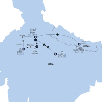 tourhub | Insight Vacations | Classical India with Nepal, a Women-Only Tour | Tour Map